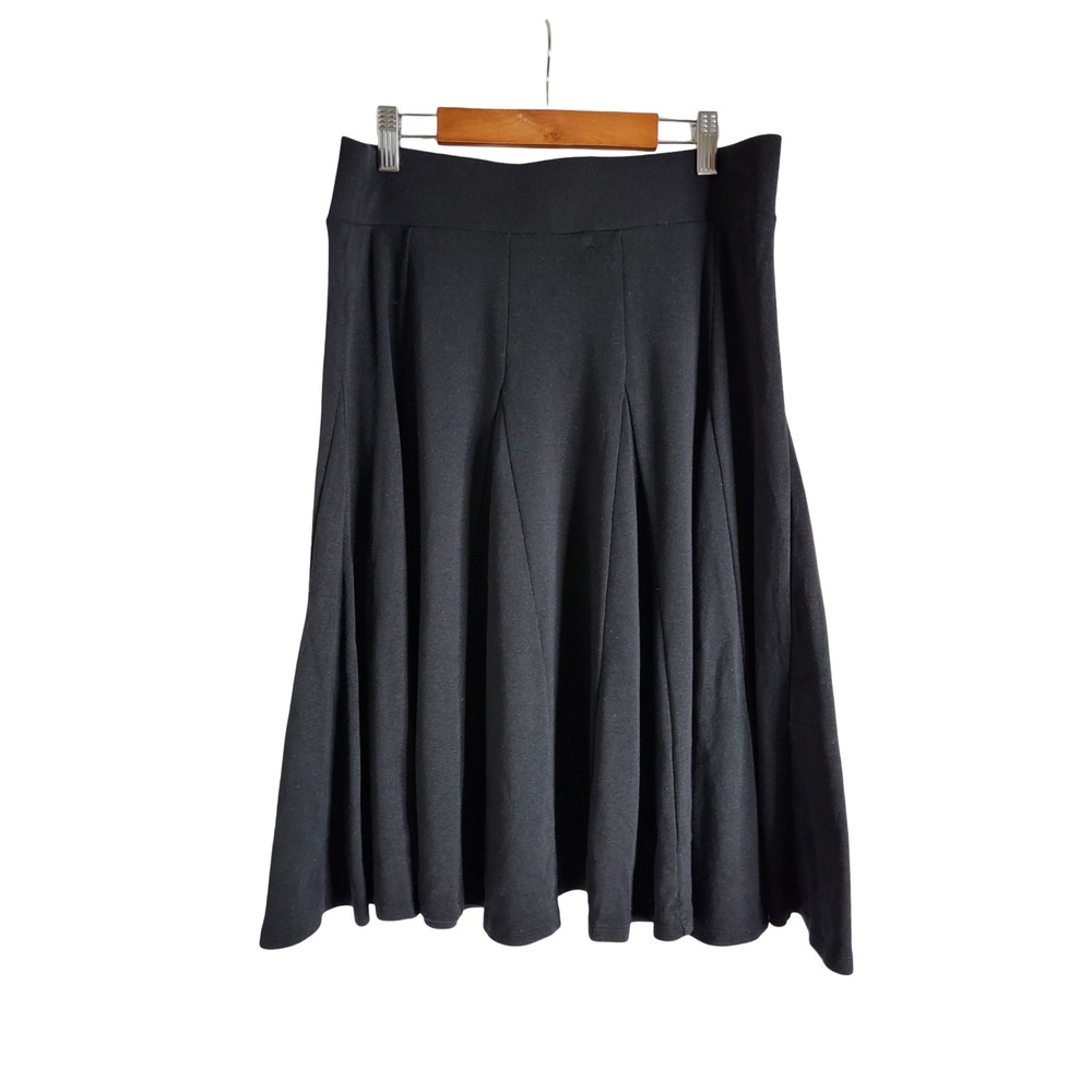 Talbots Petites Black Knit Flared Skirt Size MP Cotton Modal Blend Classic